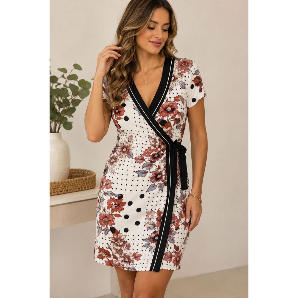 Maeve Anthropologie Aubrey Faux Wrap Dress Size 2 Floral Side Zip Lined